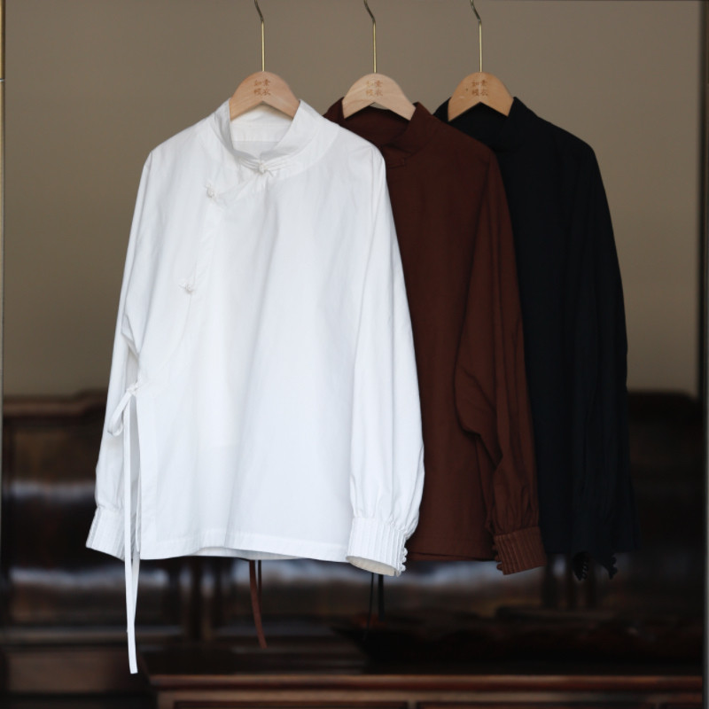 如素慢衣长袖立领盘扣休闲气质上衣60113