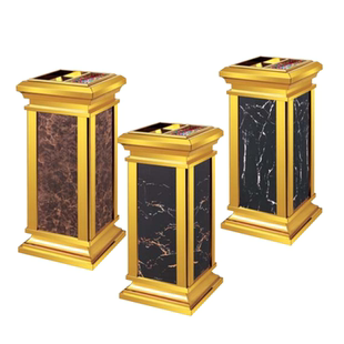皇家座地烟灰桶钛金色酒店大堂垃圾桶果皮箱仿石微晶板皮箱果皮桶