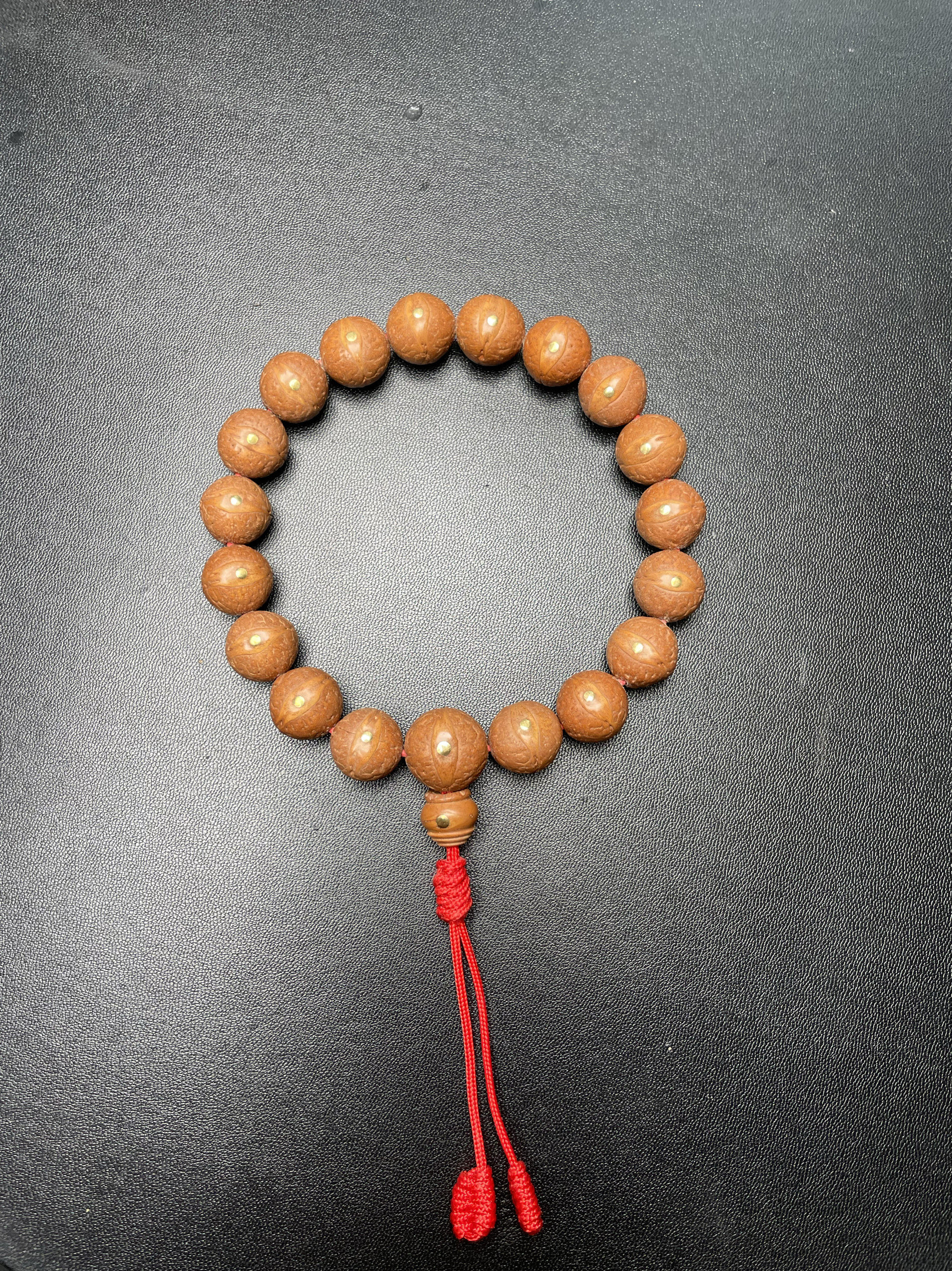 尼泊尔精品凤眼菩提镶嵌铜钉14mm
