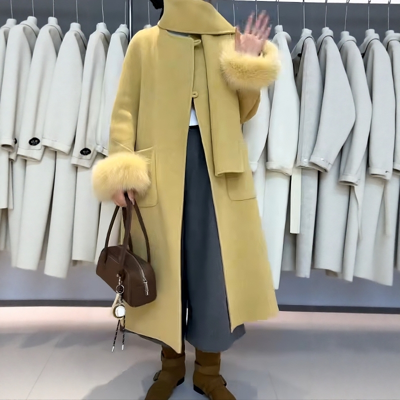 秋冬女高级感长款过膝披肩围巾