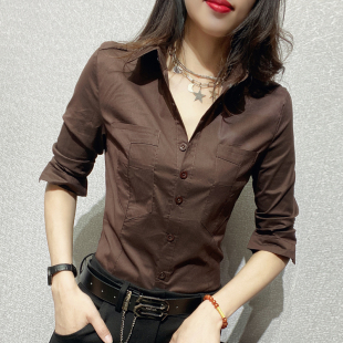 上衣修身 时尚 工装 女职业OL早春2026新款 显瘦气质衬衣百搭 洋气衬衫