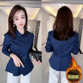 时尚 显瘦上衣百搭 职业OL衬衣收腰修身 洋气加绒衬衫 女冬春2026新款