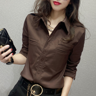 女职业OL衬衫 显瘦衬衣气质POLO衫 时尚 韩版 长袖 2026春秋洋气打底衫