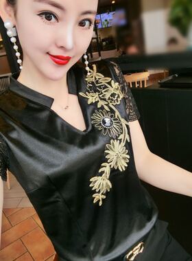 薄款t恤女百搭V领长袖衬衫