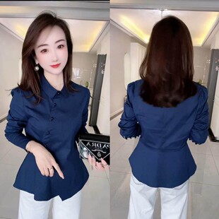 职业OL衬衣收腰修身 女早春2026新款 显瘦上衣百搭 洋气气质衬衫 时尚