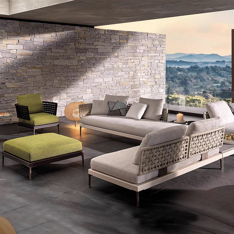 北欧户外沙发茶几组合别墅庭院花园休闲家具设计师露天阳台藤编椅