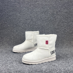意大利轻奢女士冬季 雪地靴绒面加毛防滑耐寒保暖短靴子 及踝时尚