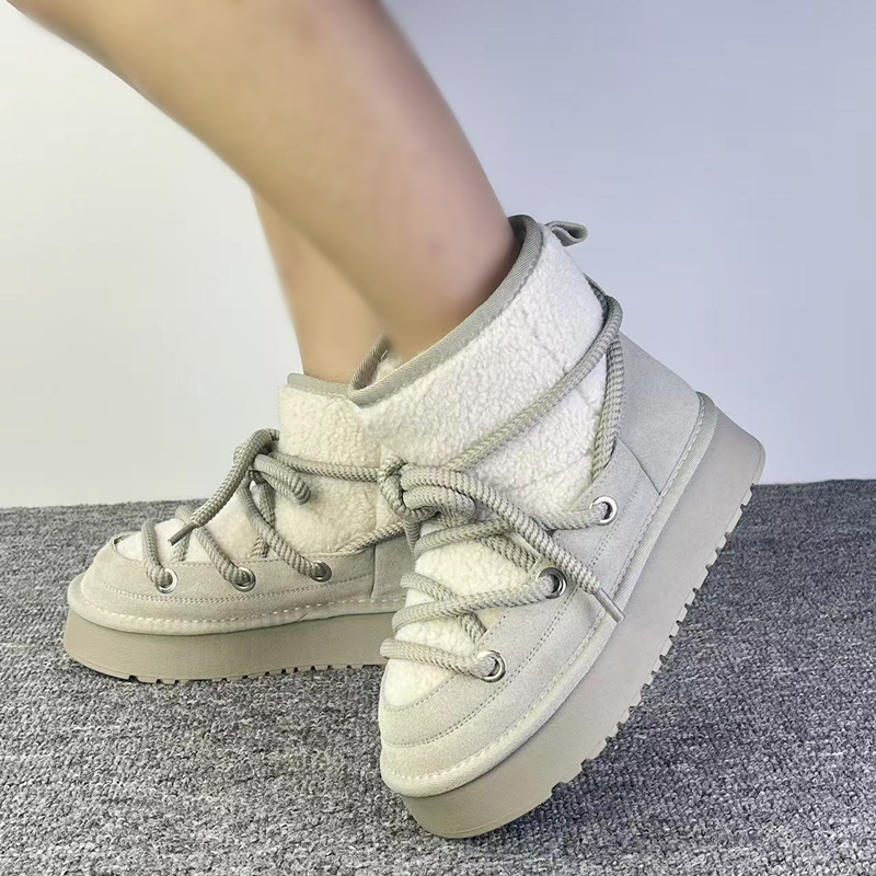 加厚羊毛保暖棉鞋厚底防滑女短靴