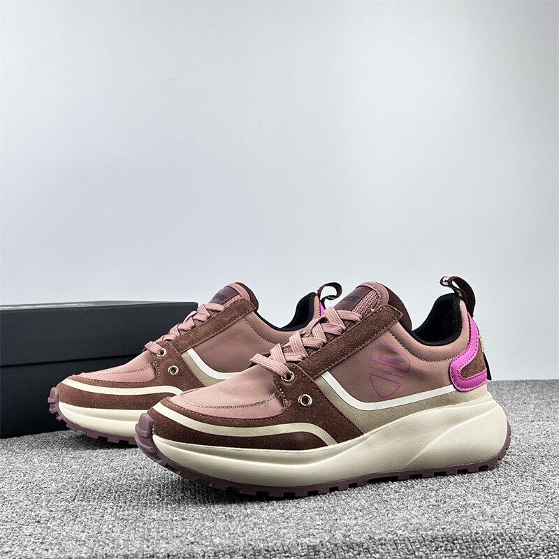 出美单高端运动鞋女鞋真皮拼接复古休闲慢跑鞋耐磨厚底减震阿甘鞋