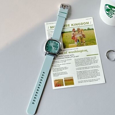 考试专用软带小方盘手表女