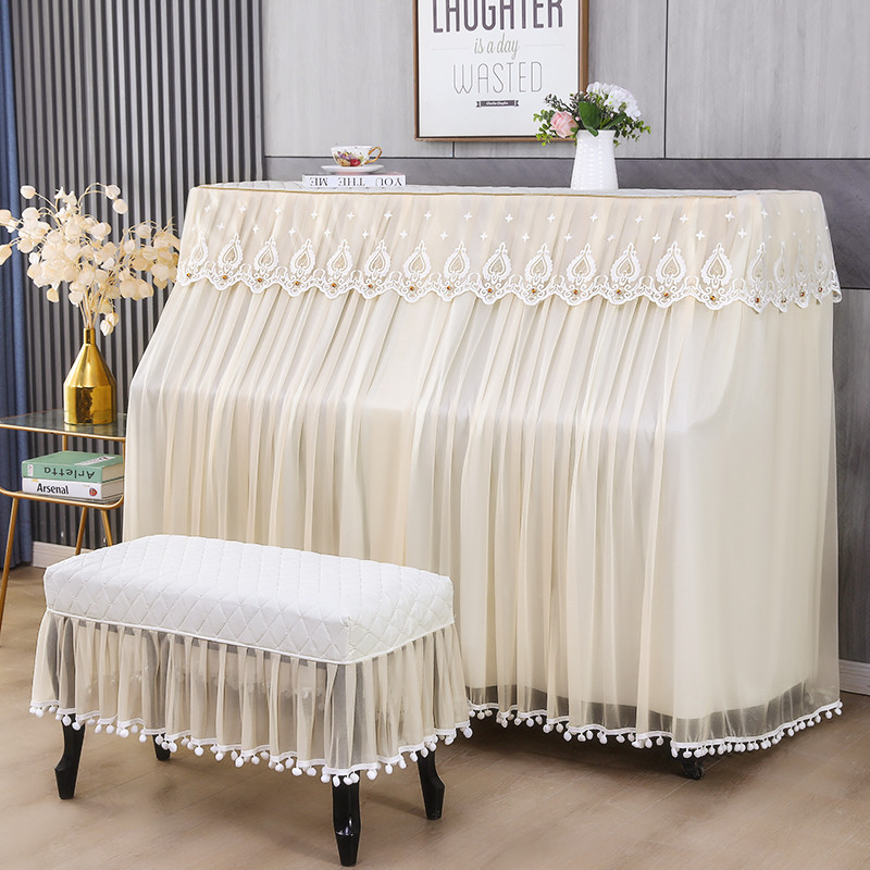 全包钢琴罩全罩蕾丝中开加厚钢琴套简约欧式防尘罩盖巾定制琴凳罩