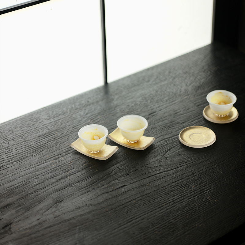 太初莲花堂白纯王沁玻璃手工茶托