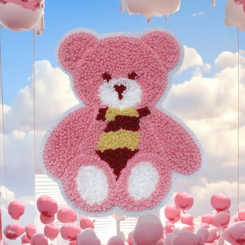 小号粉色小熊刺绣布贴可爱儿童卡通补丁贴衣服外套破洞修补缝制贴