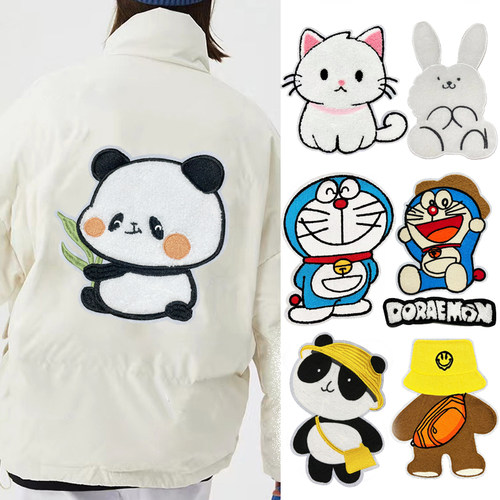 大号补丁贴儿童卡通熊猫白色图案布贴衣服毛衣羽绒服破洞修补补丁