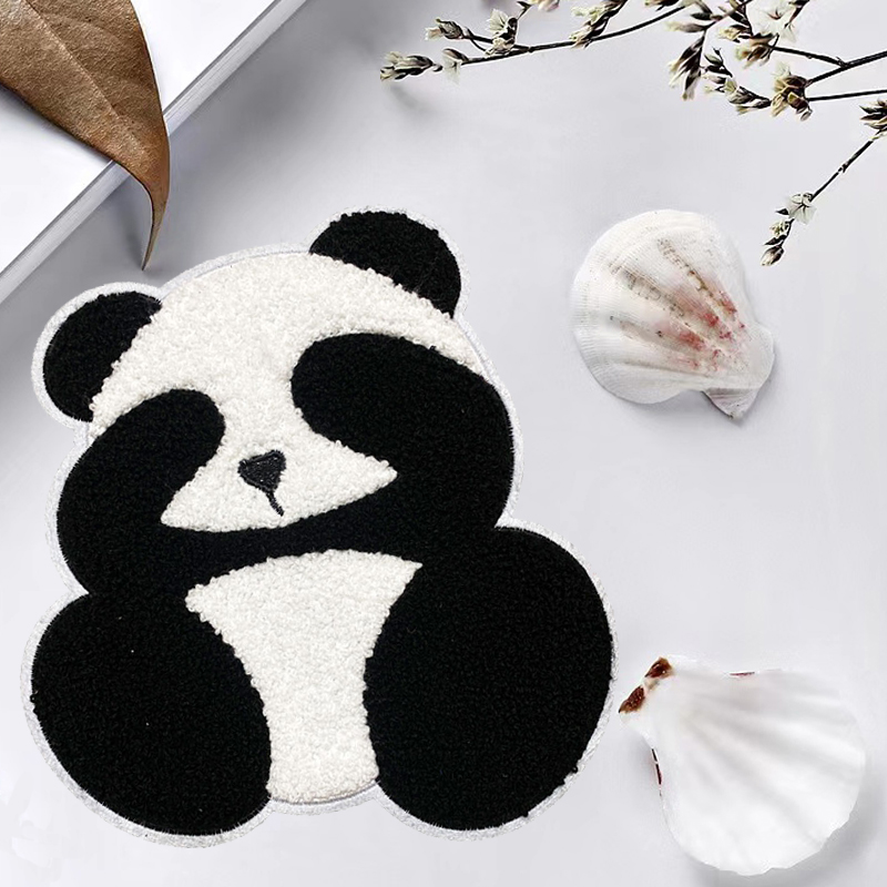 大号补丁贴熊猫图案可爱卡通刺绣布贴装饰修补衣服外套破洞补丁