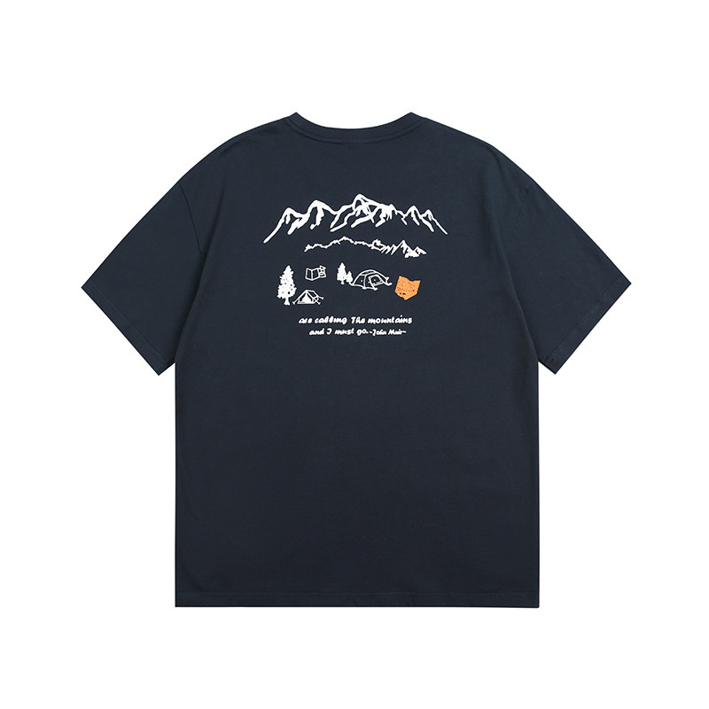 LAZY DAY 오리지널 남성 의류 일본 트렌디 브랜드 프린트 라운드 넥 반팔 티셔츠 남성용 루즈한 바지 5부 바지