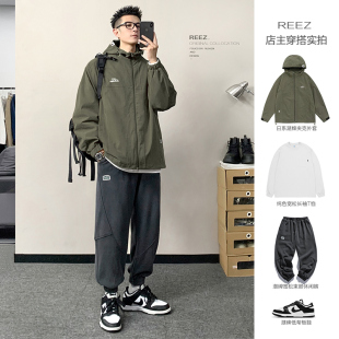 REEZ 山系冲锋衣外套男春季 宽松工装 夹克防风登山服潮 店主穿搭