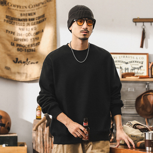 美式420g重磅加绒卫衣男春季潮牌宽松简约上衣男士春秋款休闲外套