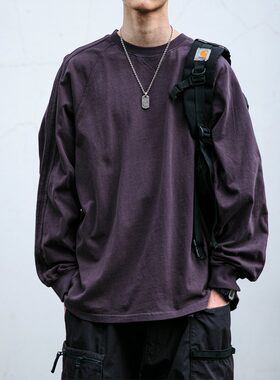 基础款春秋季纯色长袖T恤男潮牌