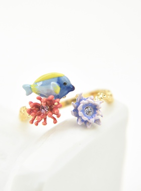 手工珐琅海底两万里小海鱼戒指