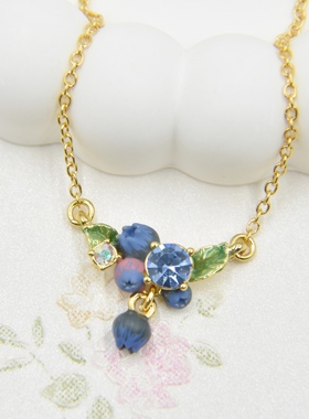手工珐琅四季浆果蓝莓项链