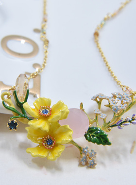 花朵交响乐小黄花朵薰衣草项链