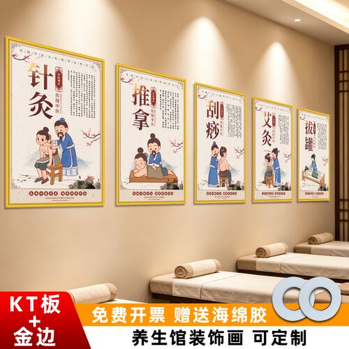 推拿针灸刮痧艾灸拔罐装饰画海报