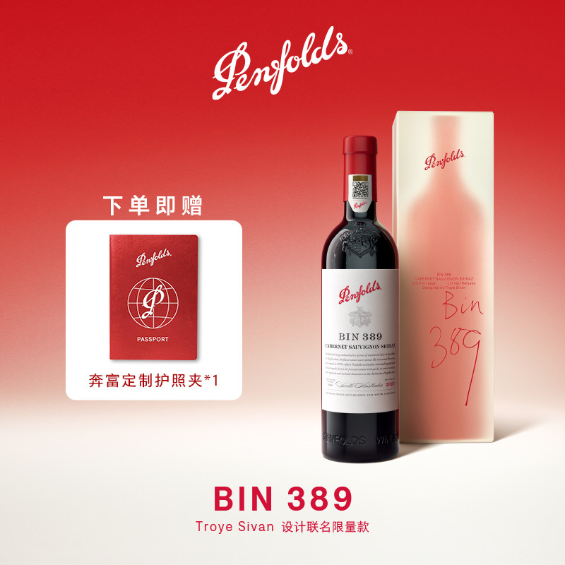 奔富BIN389 Troye Sivan设计联名款红酒礼盒澳洲进口葡萄酒正品
