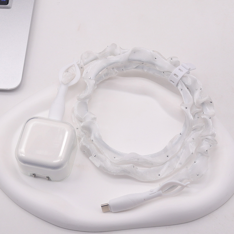 柔软硅胶17P数据线保护套适用15苹果40W充电器软壳15网纱布套ipad