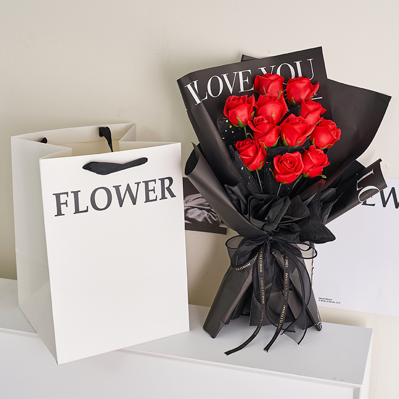 花束鲜花包装袋高级感礼物生日包装手提袋花艺礼物袋礼品纸质纸袋