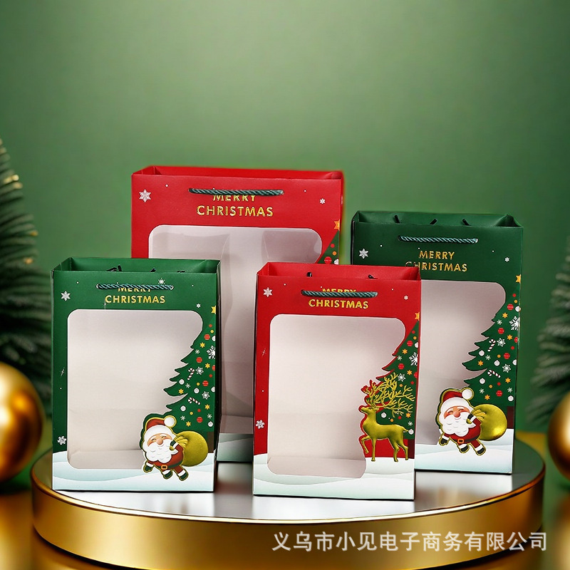 圣诞节礼品袋礼物袋橱窗袋透明大纸袋爆款平安夜手提袋送礼袋