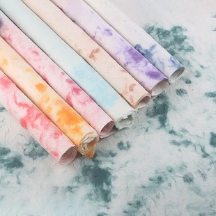 复古扎染东巴纸手工加厚手撕纸花艺包花纸鲜花束diy花店包装资材