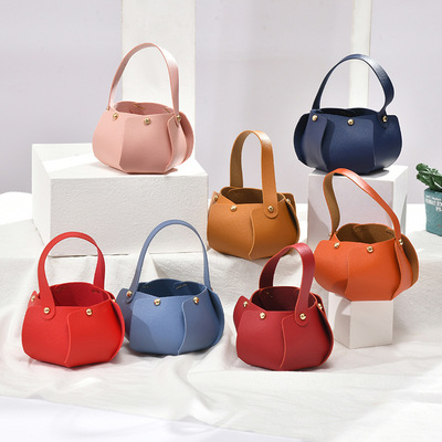 ins皮质手提小皮桶欧式回礼喜糖伴手礼婚礼伴娘礼物糖果袋