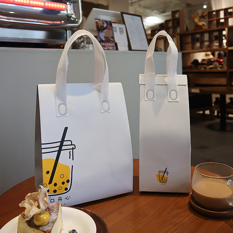 保温冷奶茶打包袋单双杯无纺布铝箔咖啡果汁外卖袋手提印制标