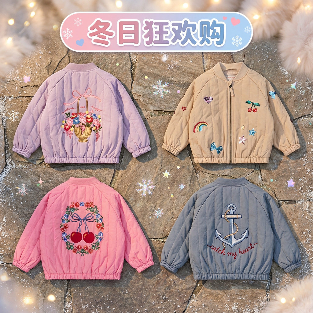 【清仓】秋冬KS加厚棉衣外套男女童羊羔绒保暖棒球服夹克外套