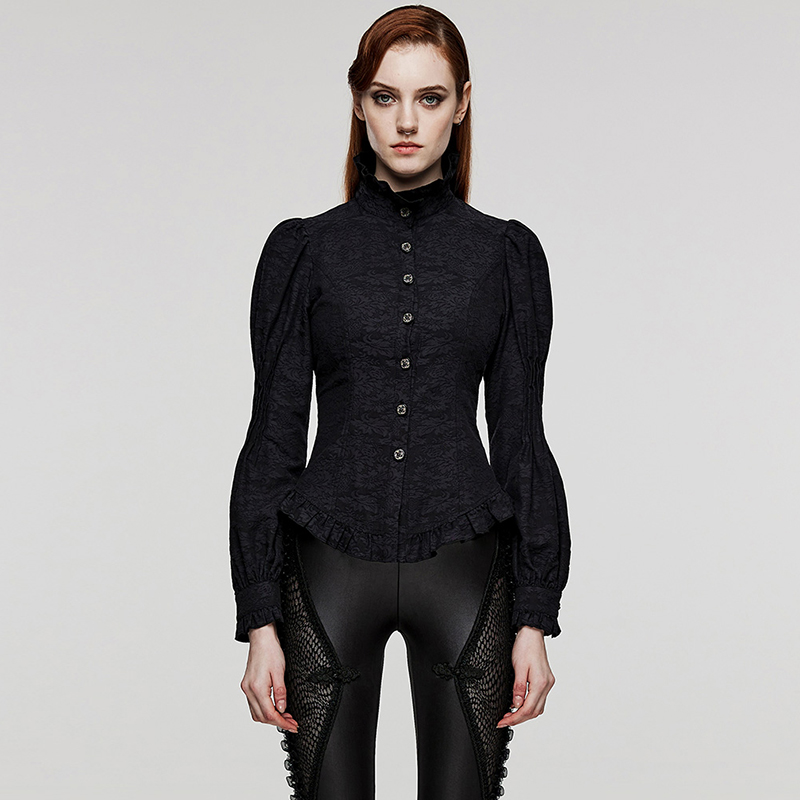 PUNKRAVE洛丽塔立领泡泡袖女衬衣