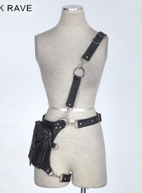 ╋魔叹╋ PUNK RAVE赛博蒸汽朋克Steam多用法男女机车腰挎包 S161