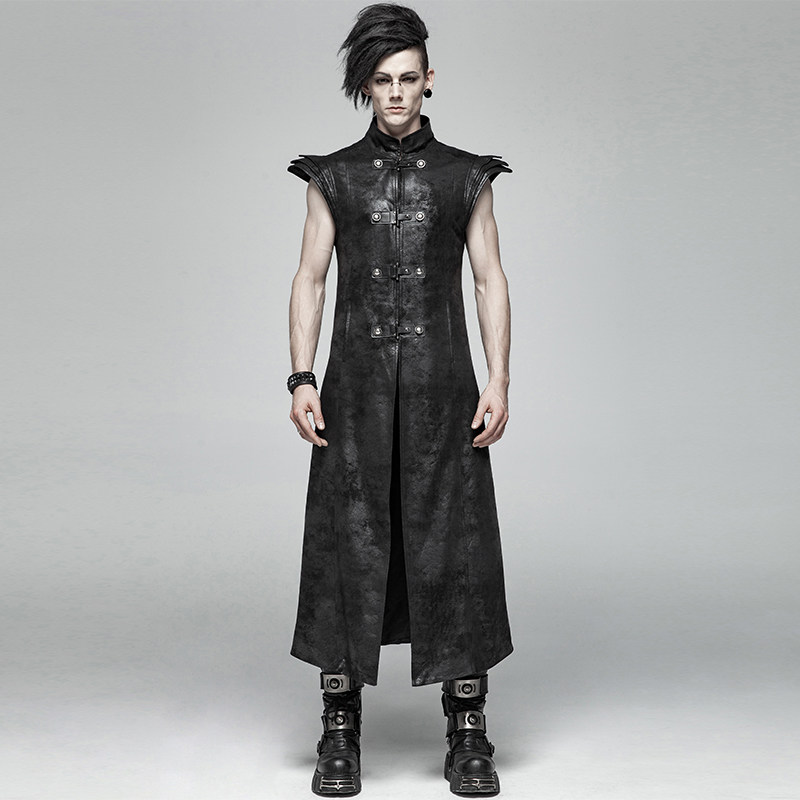 ╋魔叹╋PUNKRAVE蒸汽朋克哥特GOTHIC摇滚铠甲长款男士马甲WY1018