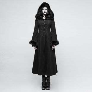 歌特GOTHIC复古宫廷连帽昵料风衣长外套 RAVE Y796 PUNK ╋魔叹╋