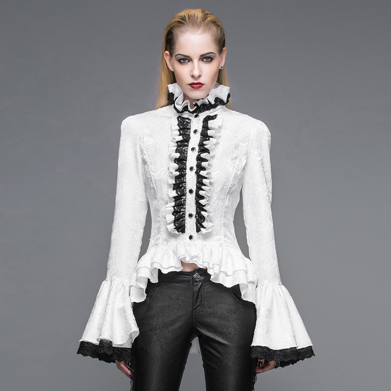 ╋魔叹╋ DEVIL FASHION 复古哥特GOTHIC喇叭长袖衬衫 SHT01701,2