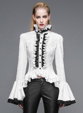 ╋魔叹╋ DEVIL FASHION 复古哥特GOTHIC喇叭长袖衬衫 SHT01701,2