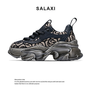 Salaxi/莎莱茜情侣款巴洛克刺绣低帮运动鞋淋胶厚底百搭老爹鞋
