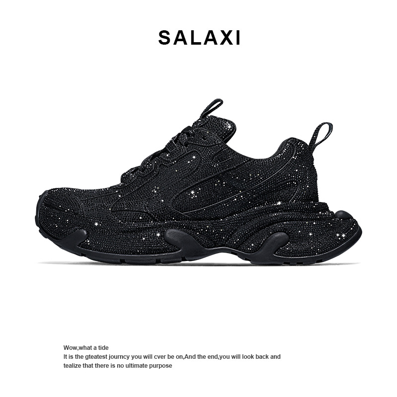 Salaxi/莎莱茜白金系列高定满钻潮鞋厚底增高时尚潮牌老爹鞋男