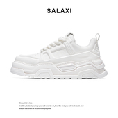 运动休闲板鞋 SALAXI莎莱茜男鞋 小白鞋 厚底增高老爹鞋 新款 真皮男士