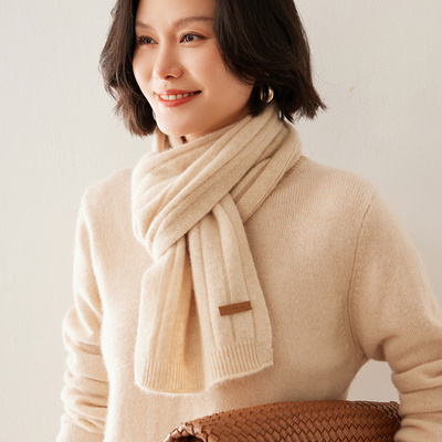 秋冬季100纯山羊绒围巾女针织加厚短款围脖已质检纯羊绒保暖披肩