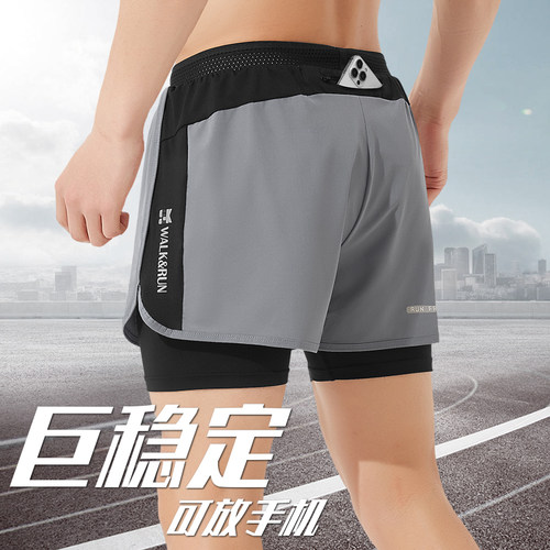 跑步专用短裤男可放手机三分裤夏