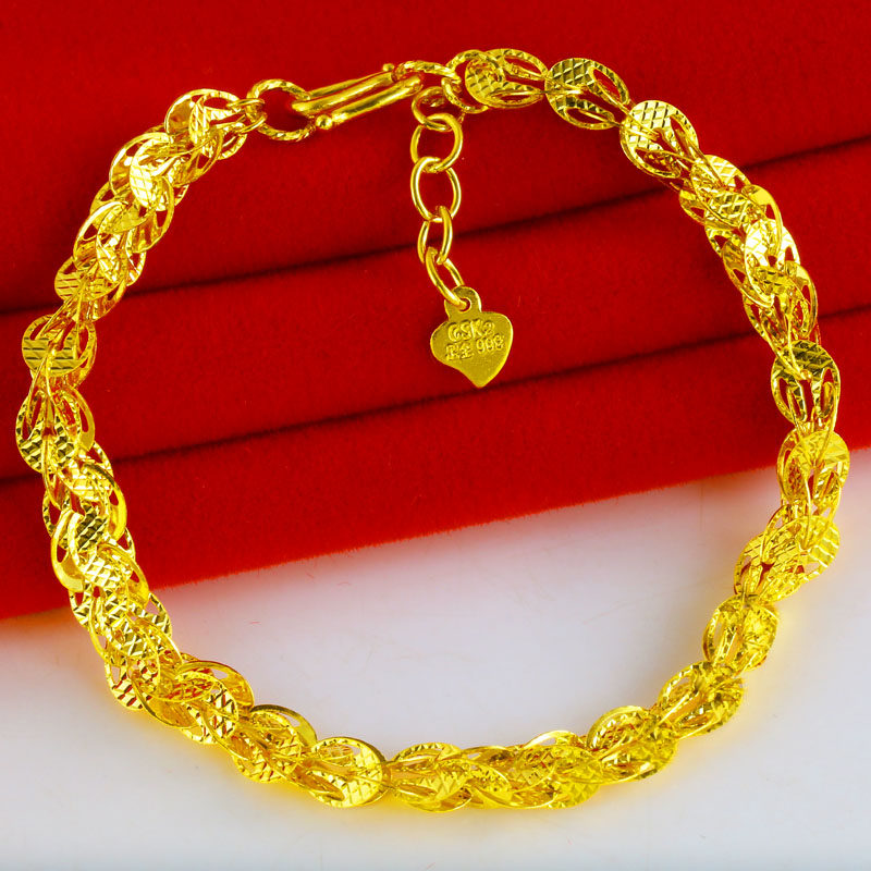 黄金手链9999足金纯金女款凤尾链真金子年轻人素金送女友礼物