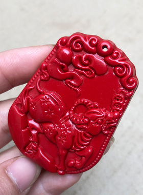 天然朱砂生肖牛吊坠 男女天宝财库金牛玉项链五行招财守护神