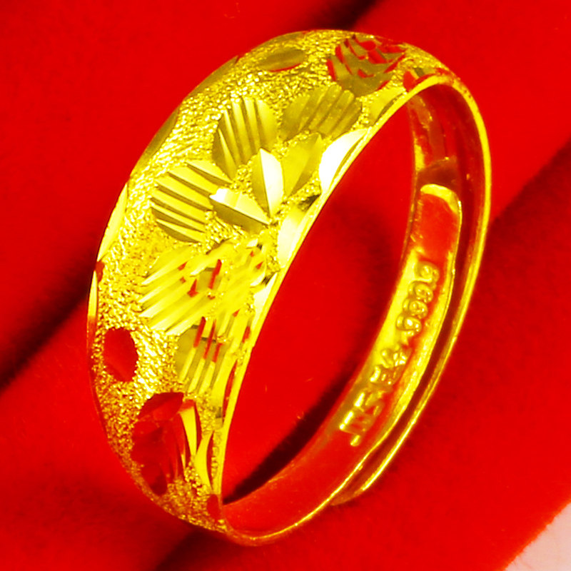黄金戒指男女款9999足金龙凤戒纯金饰品宽结婚显大真金子按克