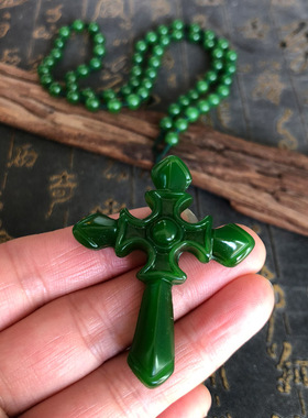 十字架钥匙链男女玉石项链情侣吊坠十字架挂件